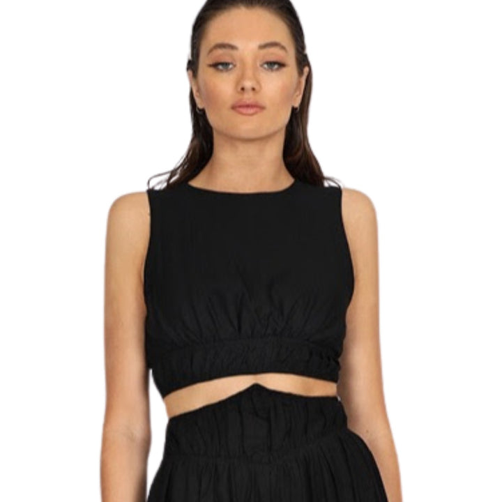 Ave Jay Linen Top Black