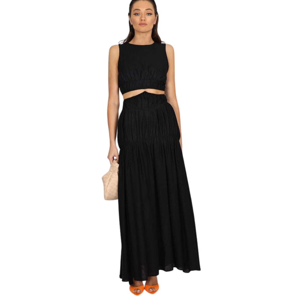 Ave Jay Linen Top Black