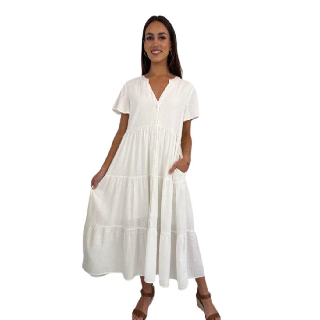 Grace And Co Whitesands Linen Dress Cream  Jungle Surf Shop