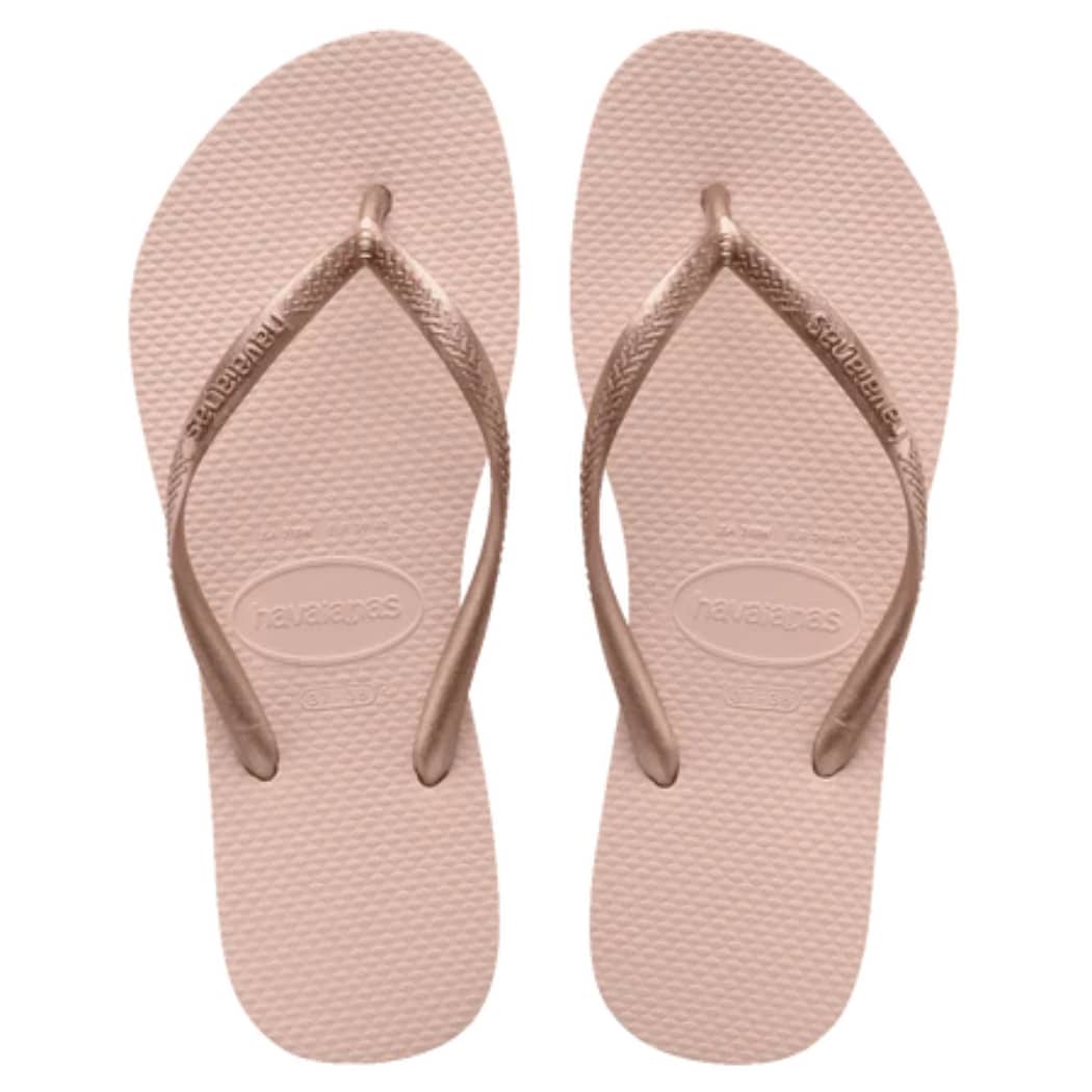 Havaianas Slim Metallic Ballet Rose Thongs