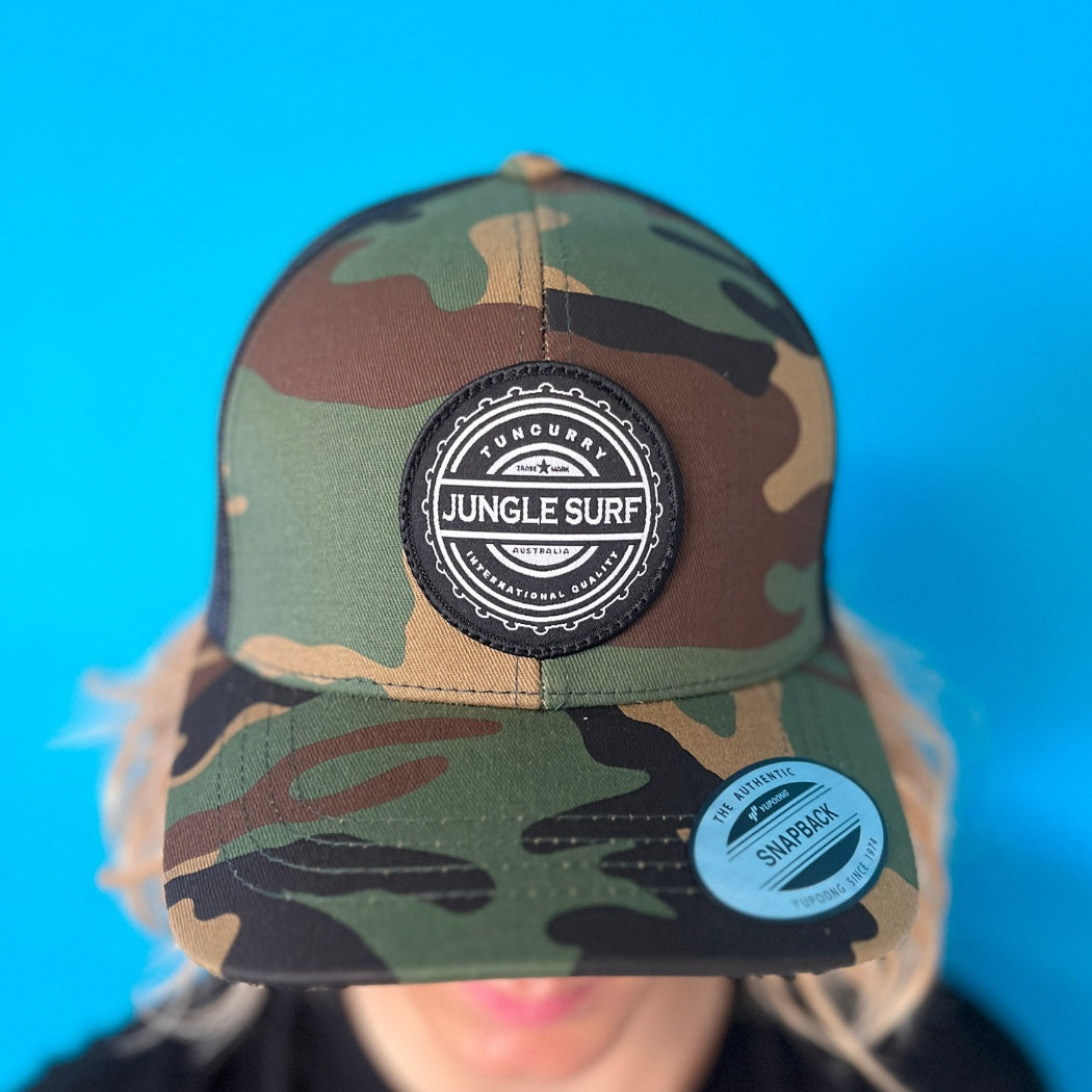Jungle Surf 6606T Indo Retro Trucker Cap Green Camo