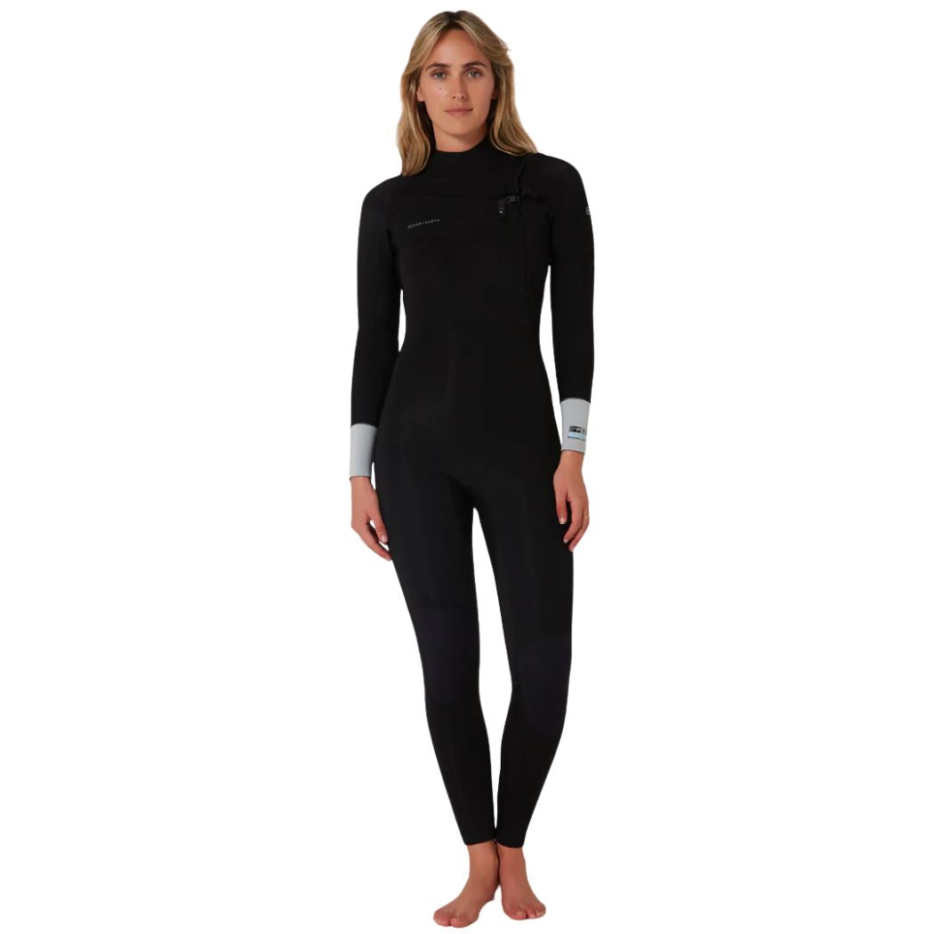 Ocean and Earth Ladies Free Flex Chest Zip Steamer 4 3mm Black