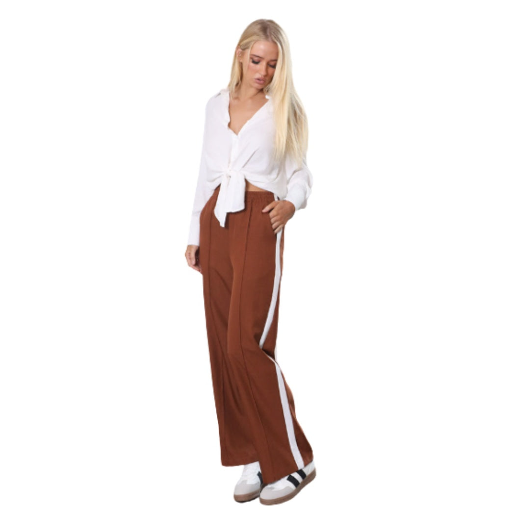 Lola And Nina Side Contrast Stripe Pant Brown