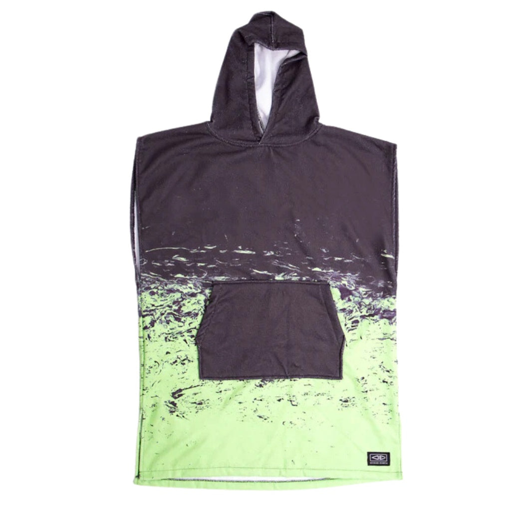 Ocean and Earth Youth Southside Hooded Poncho Black Lime