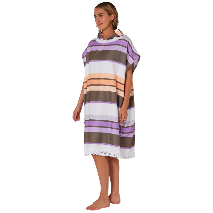 Ocean And Earth Ladies Sunkissed Hooded Poncho Apricot Violet