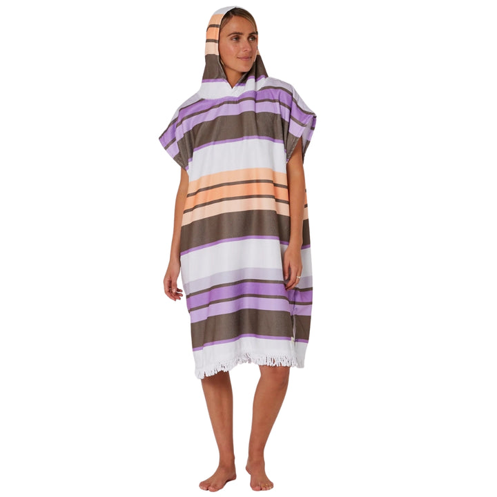 Ocean And Earth Ladies Sunkissed Hooded Poncho Apricot Violet