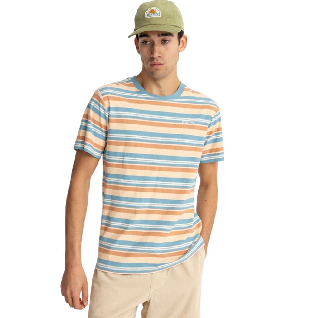 Rhythm Everyday Stripe Short Sleeve Tee Mineral Blue