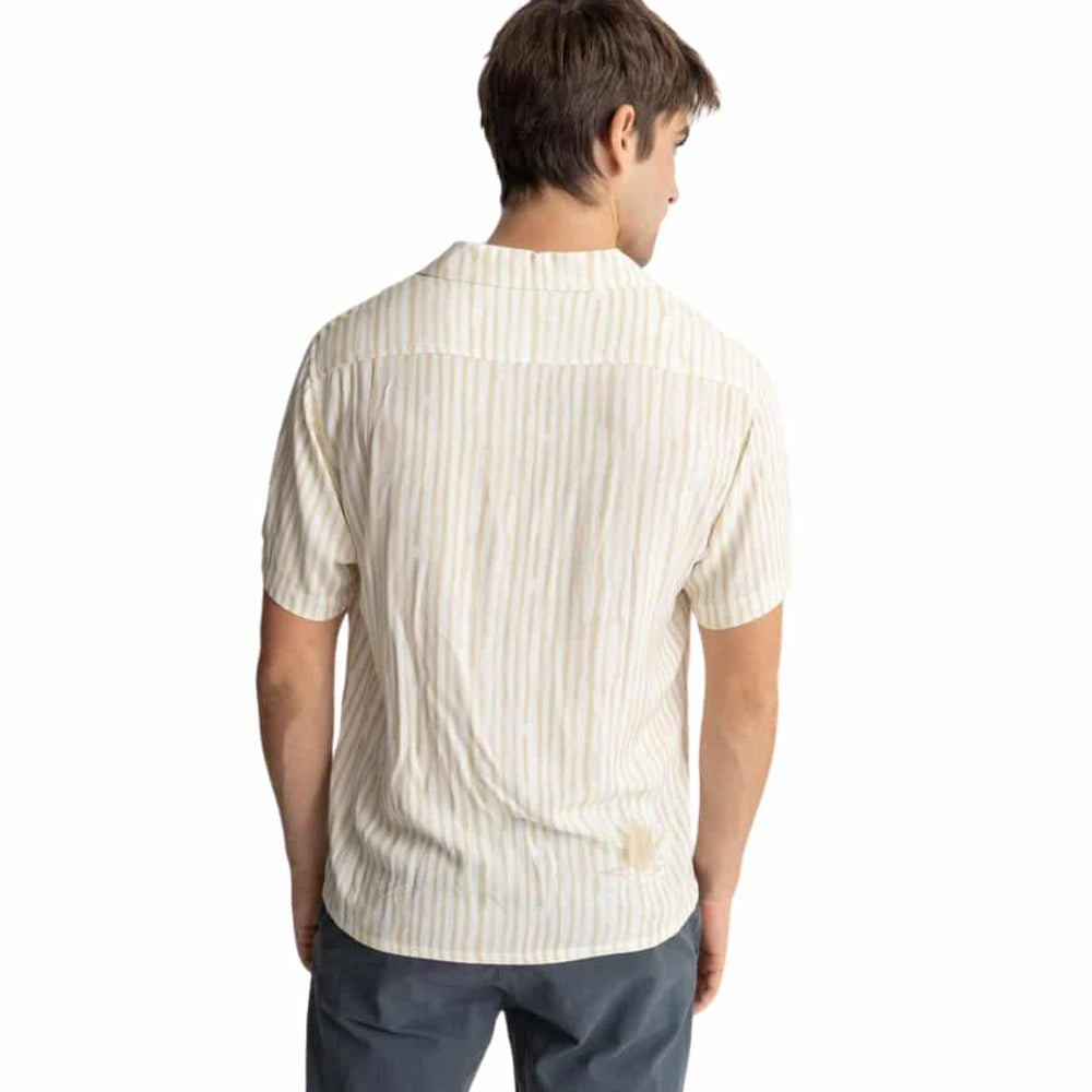 Rhythm Lily Stripe Cuban Short Sleeve Shirt Camel