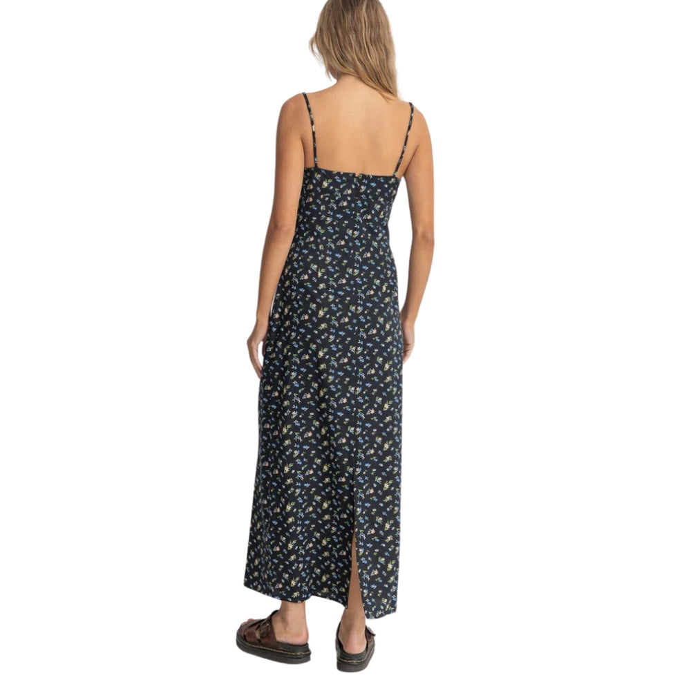 Rhythm Fleur Floral Gathered Maxi Dress Black