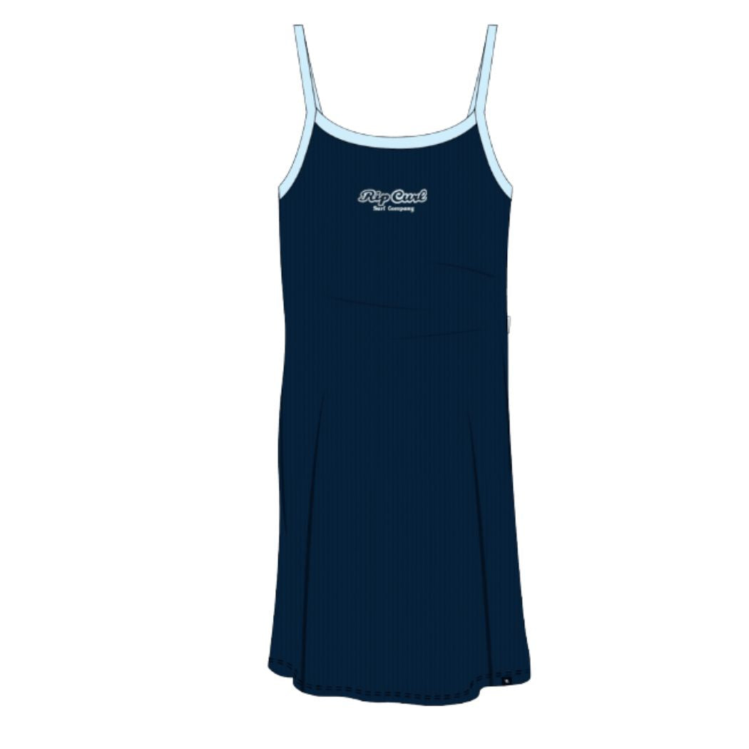 Rip Curl Paradise Club Rib Dress Girl Washed Navy