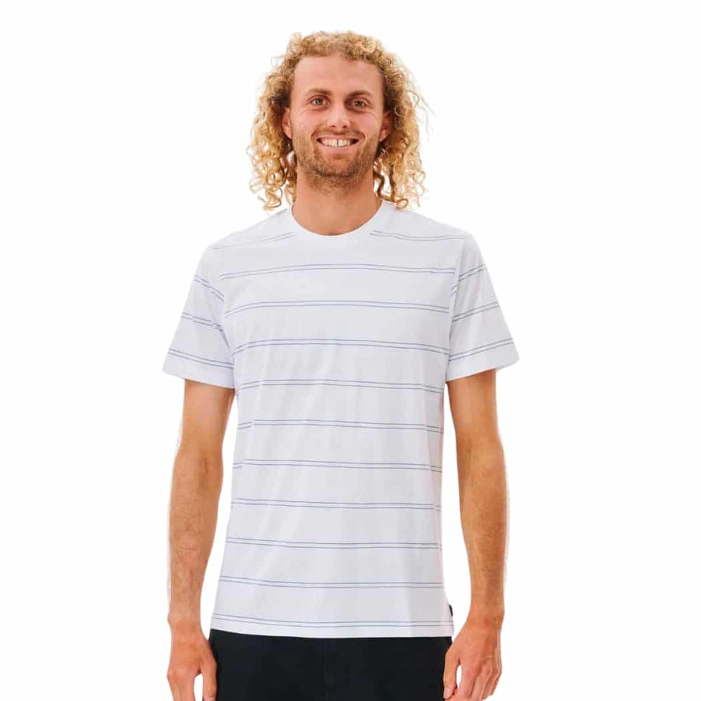 Rip Curl Plain Stripe Tee White Blue