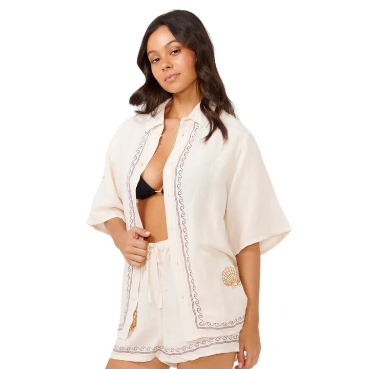 Rip Curl Beach Party Embroidered Shirt Off White