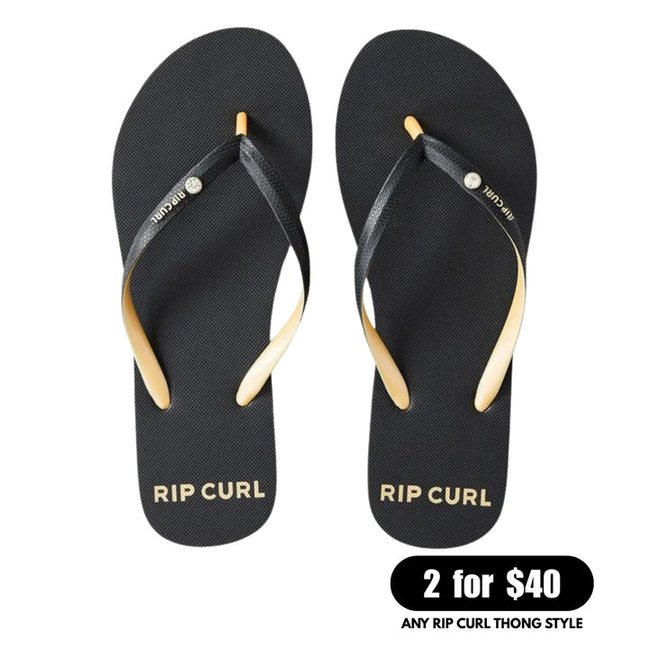 Rip Curl Premium Surf Bloom Open Toe Black Gold
