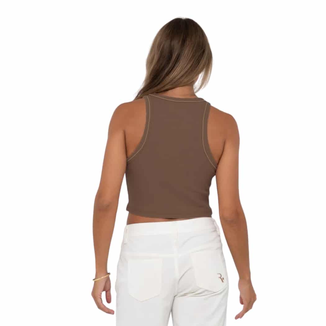Rusty Contrast Racer Tank Chocolate