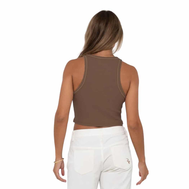 Rusty Contrast Racer Tank Chocolate