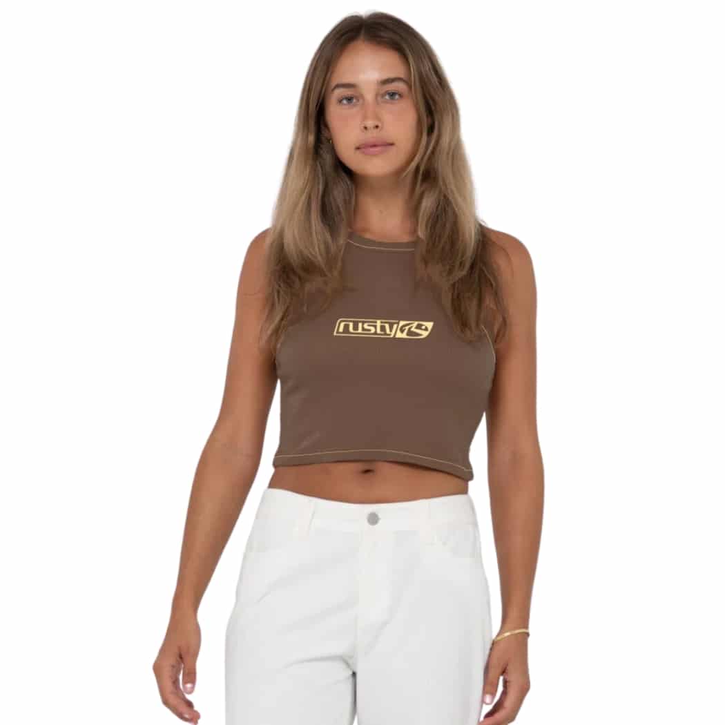 Rusty Contrast Racer Tank Chocolate
