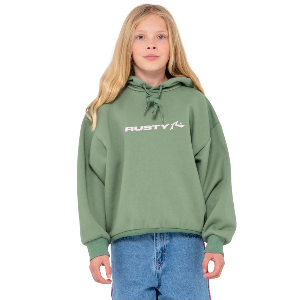 Rusty Essentials Hooded Fleece Girls Shadow Army