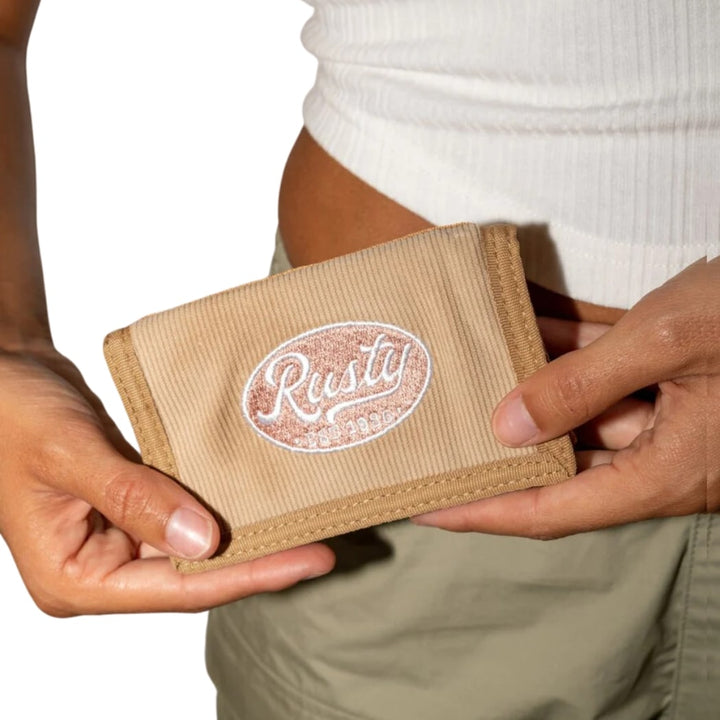 Rusty Pit Stop Tri Fold Wallet Latte