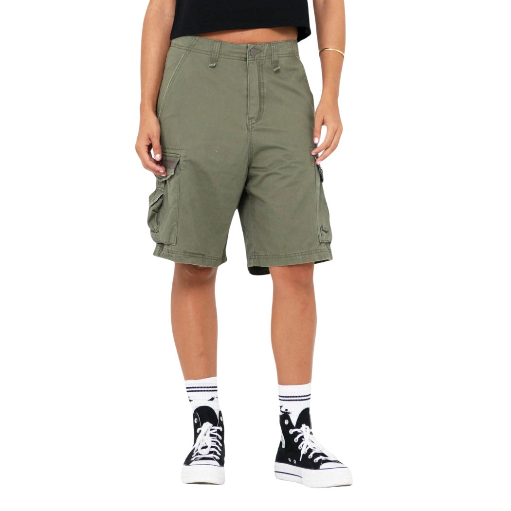 Rusty Tank Girl Low Rise Loose Fit Cargo Short Army Jungle Surf Shop