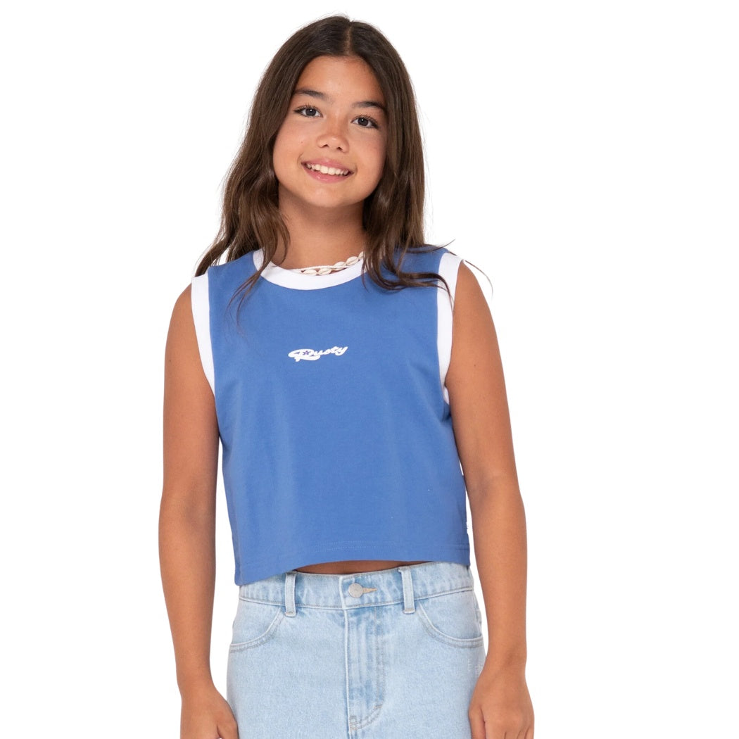Rusty Wildflower Muscle Tank Girls Yonder Blue