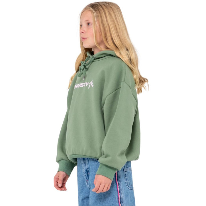 Rusty Essentials Hooded Fleece Girls Shadow Army