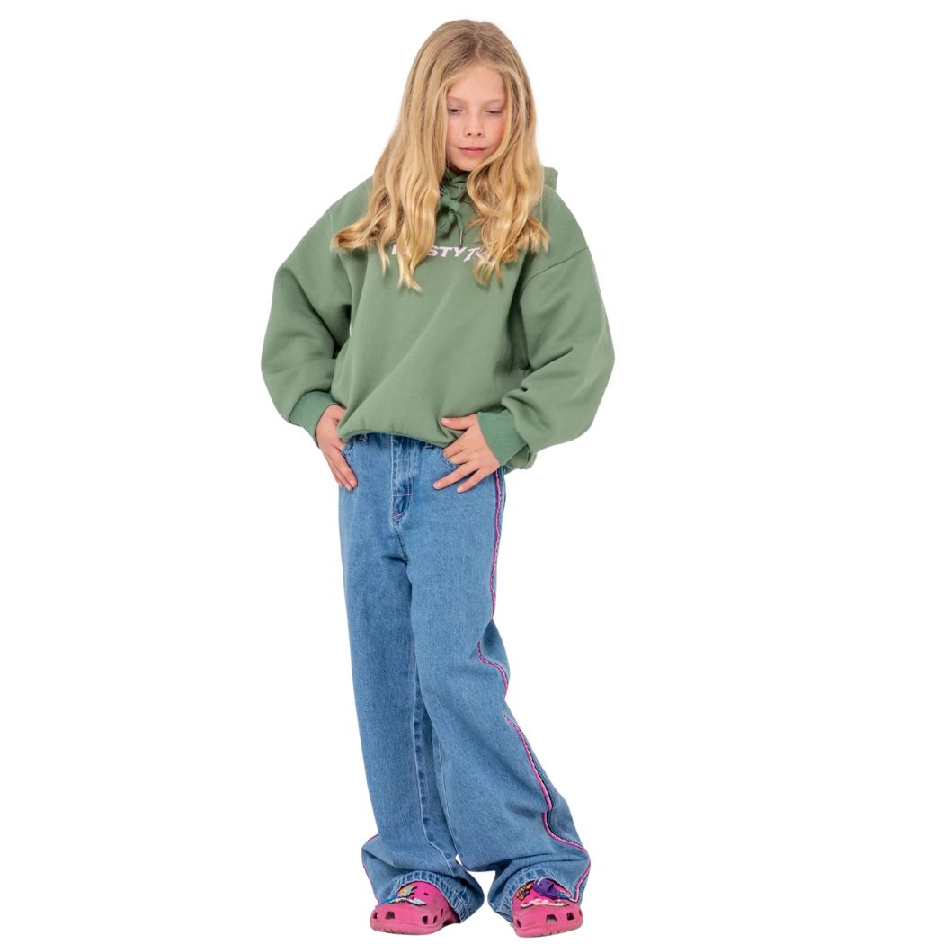 Rusty Essentials Hooded Fleece Girls Shadow Army