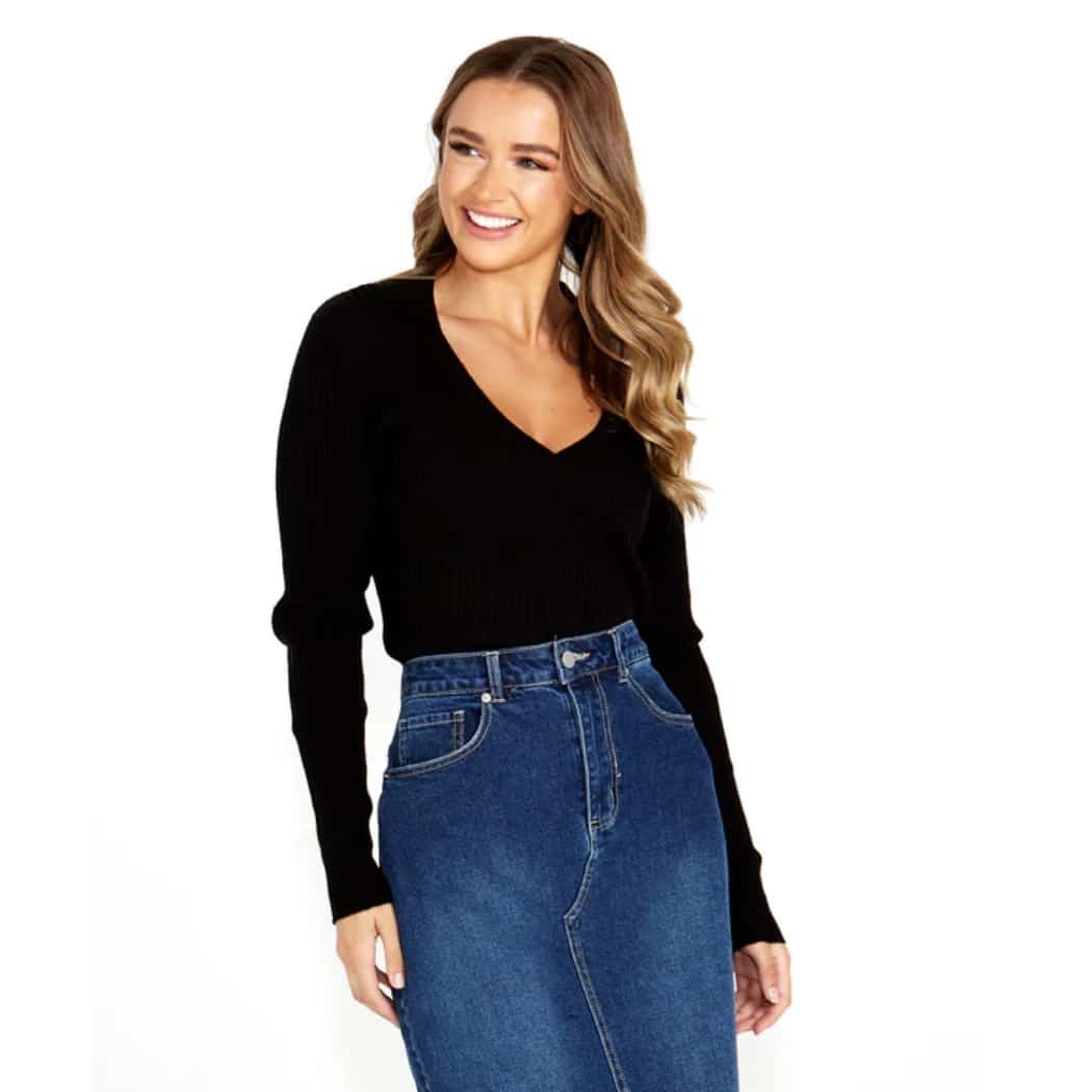 Sass Talana Collared Knit Black