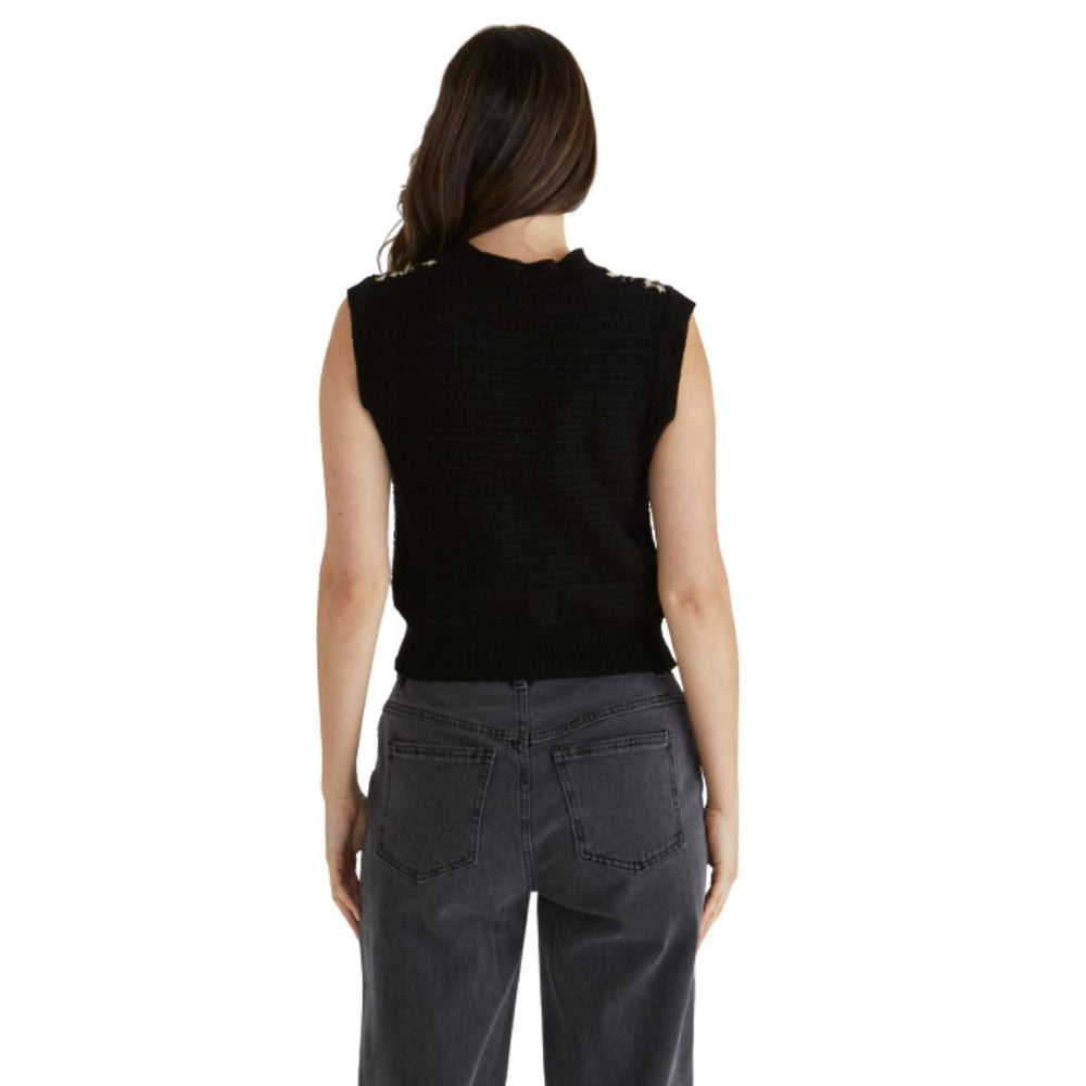 Sass Erika Crochet Vest Black White