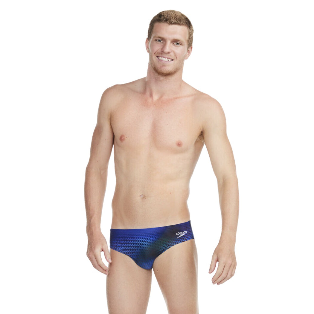 Speedo Mens Allover Print 7cm Brief Beautiful Blue