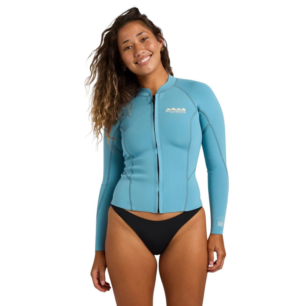 Billabong 1mm Peeky Long Sleeve Wetsuit Jacket Surf Blue