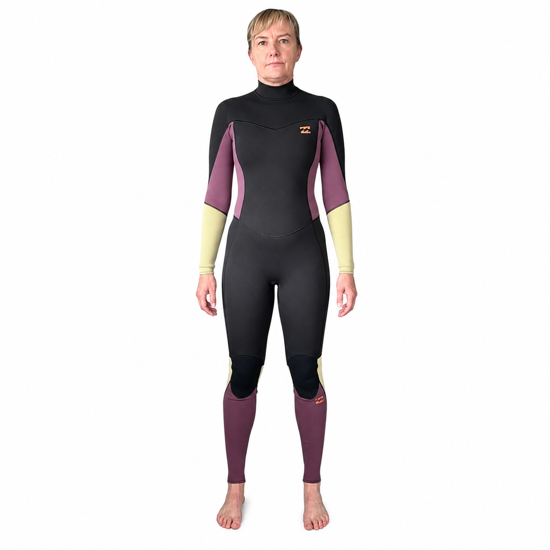 Billabong 302 Synergy Back Zip Flat Lock Steamer Grey Violet