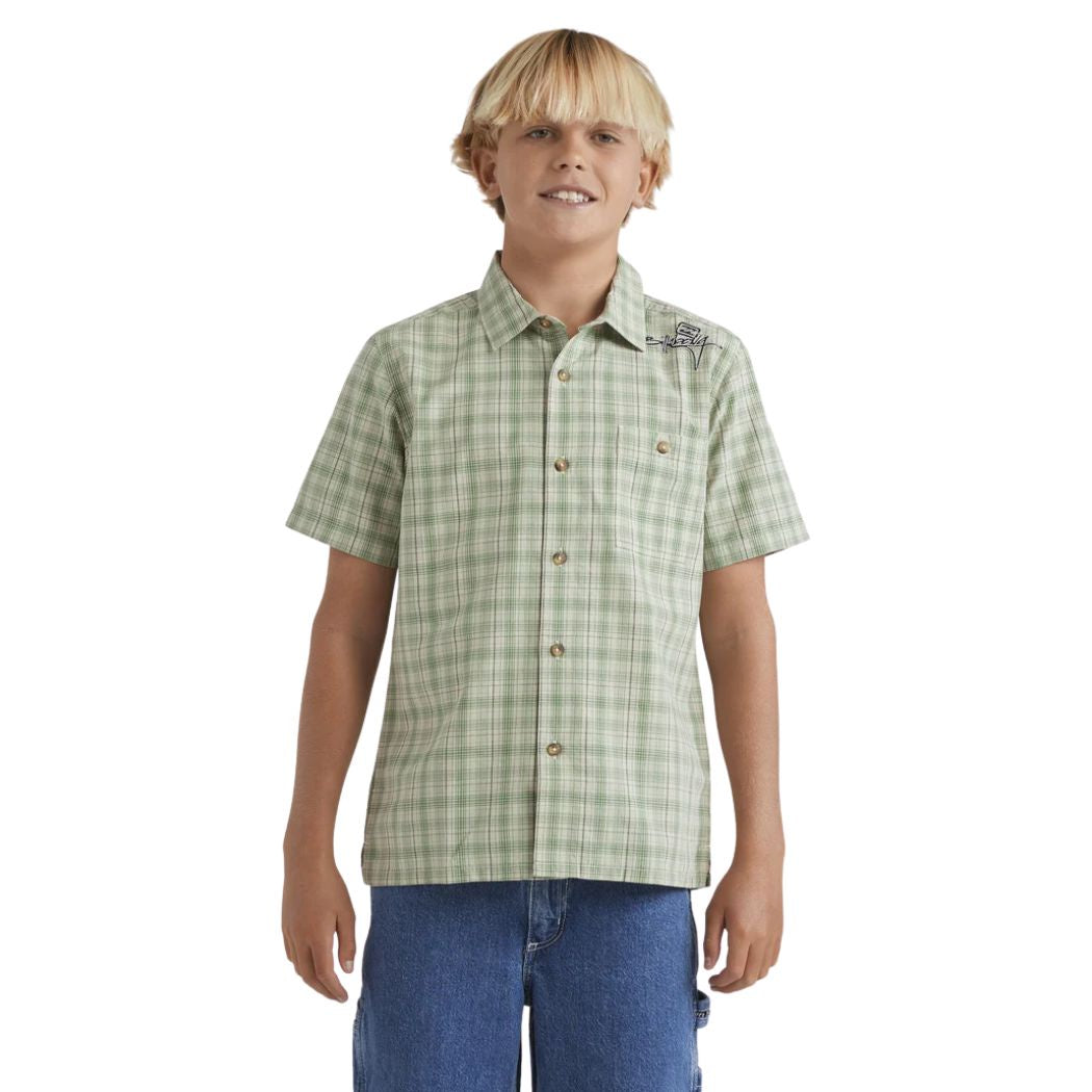 Billabong Boys Mogul Check Short Sleeve Shirt Oatmeal
