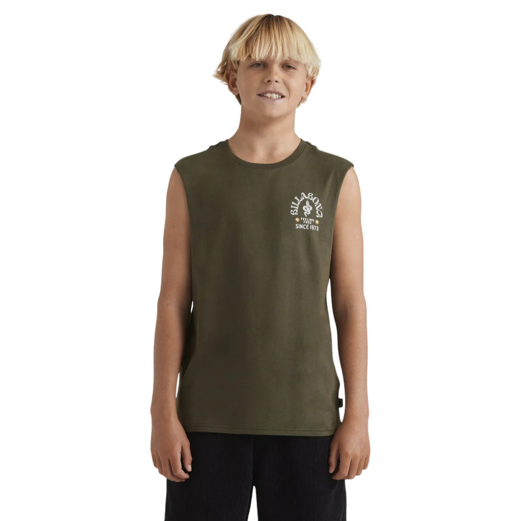 Billabong Boys Snakey Arch Muscle Dark Military