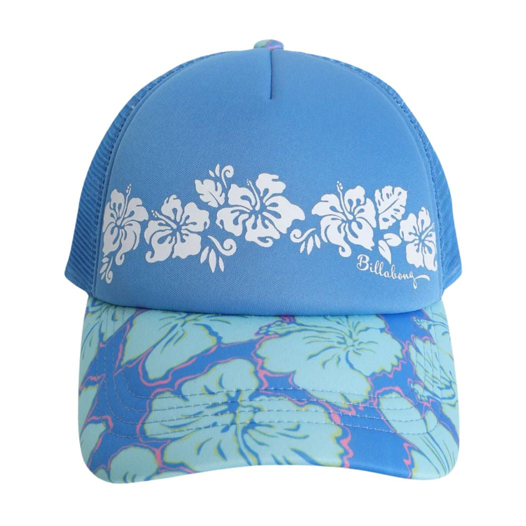 Billabong Girls Happy Hibiscus Trucker Tidal Blue