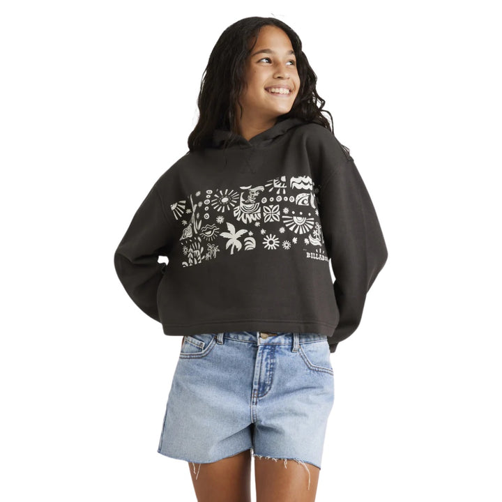 Billabong Girls Paradise Stamp Hoodie Off Black