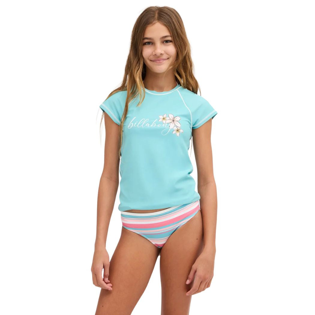 Billabong Girls Saltwater Soul Rash Vest Misty Blue