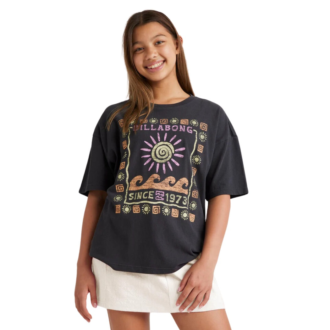 Billabong Girls Waves And Sun Tee Off Black