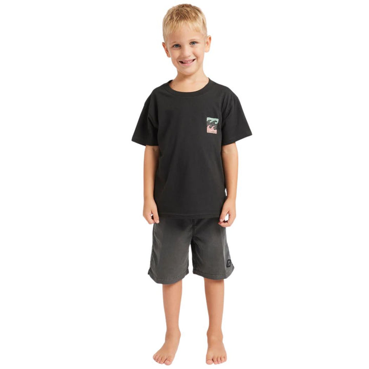 Billabong Groms Crayon Wave Tee Washed Black