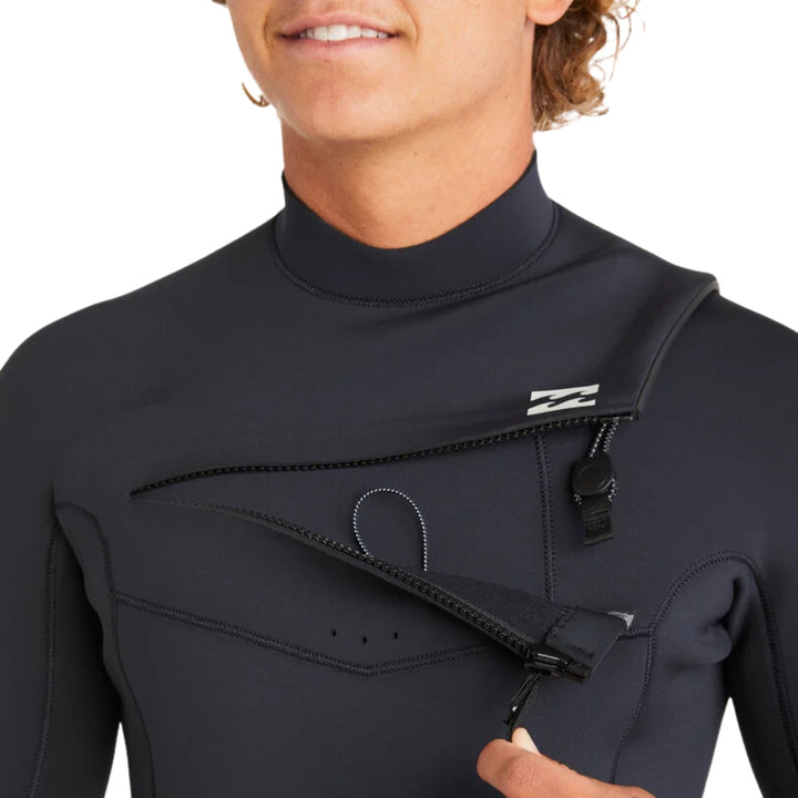Billabong 302 Absolute Natural Chest Zip Steamer Black