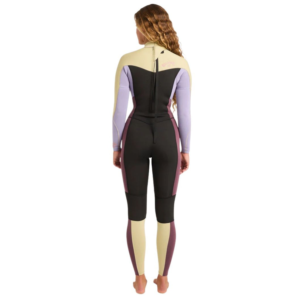 Billabong 302 Synergy Back Zip Flat Lock Steamer Grey Violet