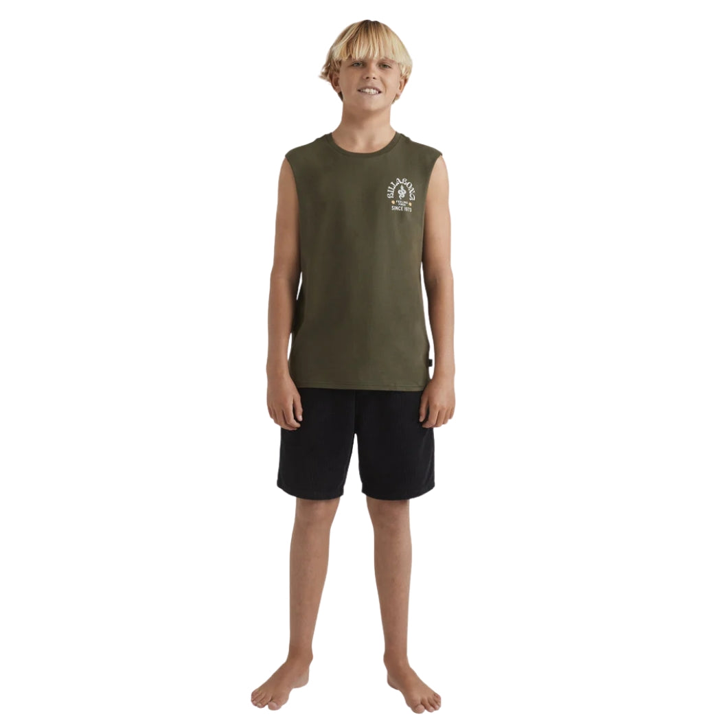 Billabong Boys Snakey Arch Muscle Dark Military
