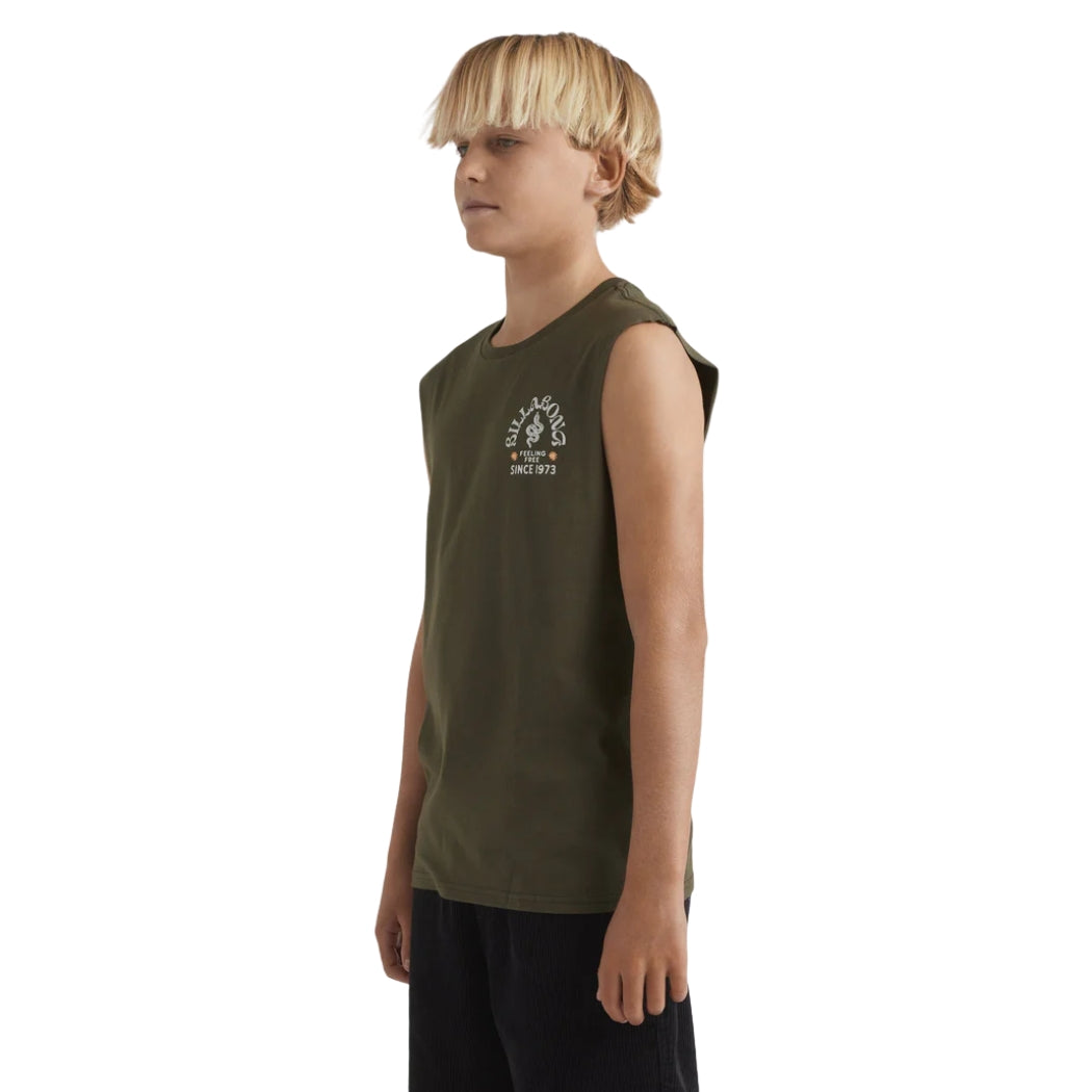 Billabong Boys Snakey Arch Muscle Dark Military