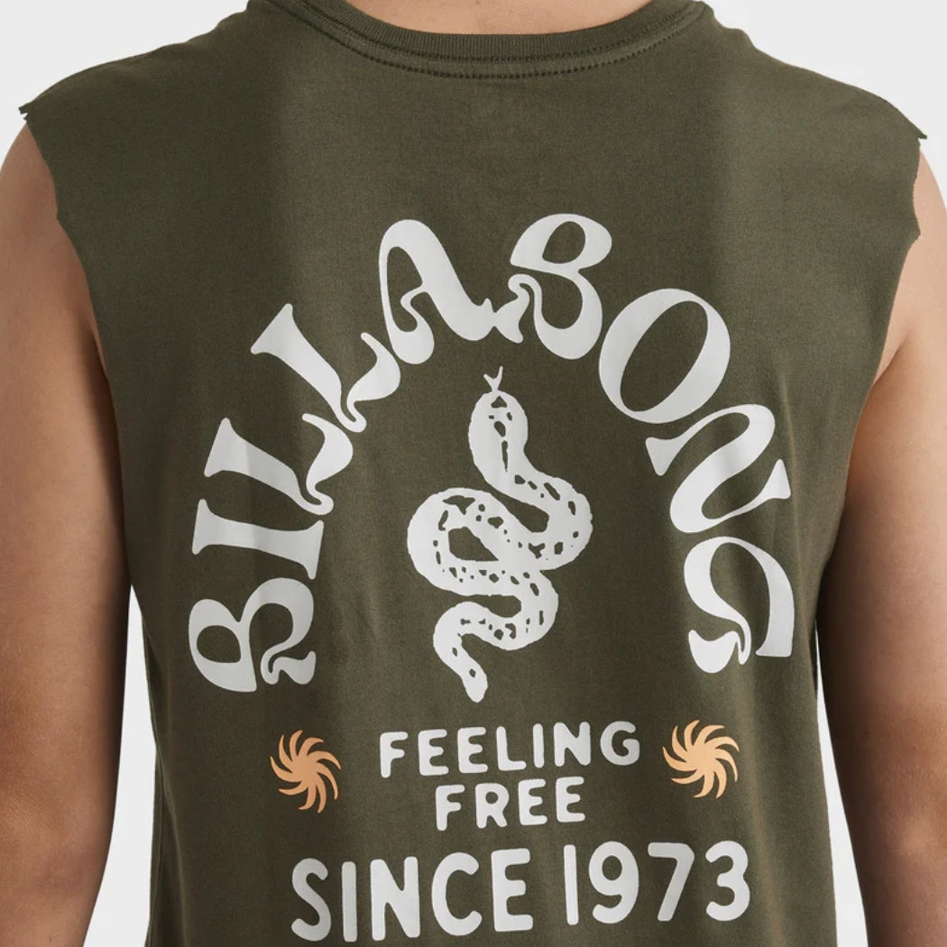Billabong Boys Snakey Arch Muscle Dark Military