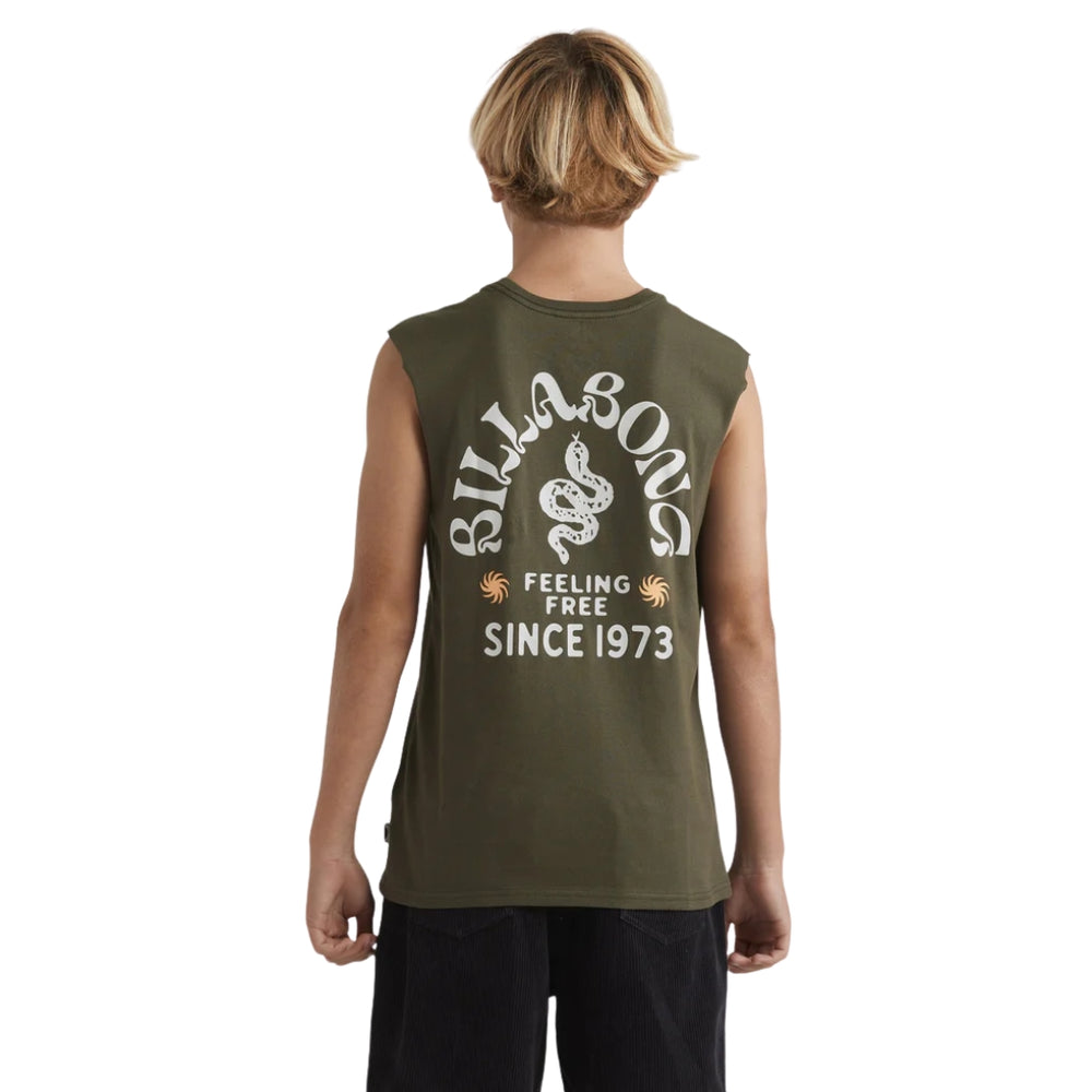 Billabong Boys Snakey Arch Muscle Dark Military