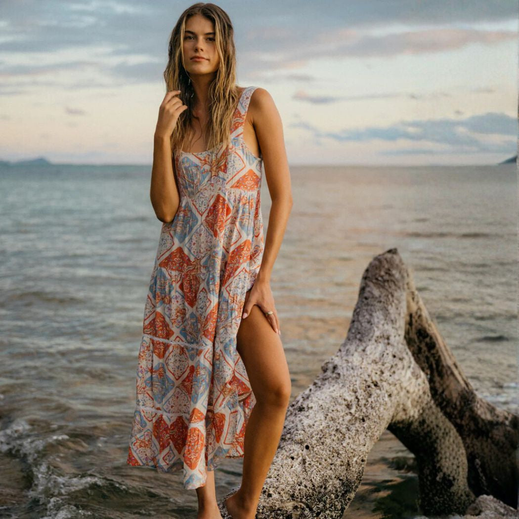 Billabong Forever Folk Shine Midi Dress Whitecap