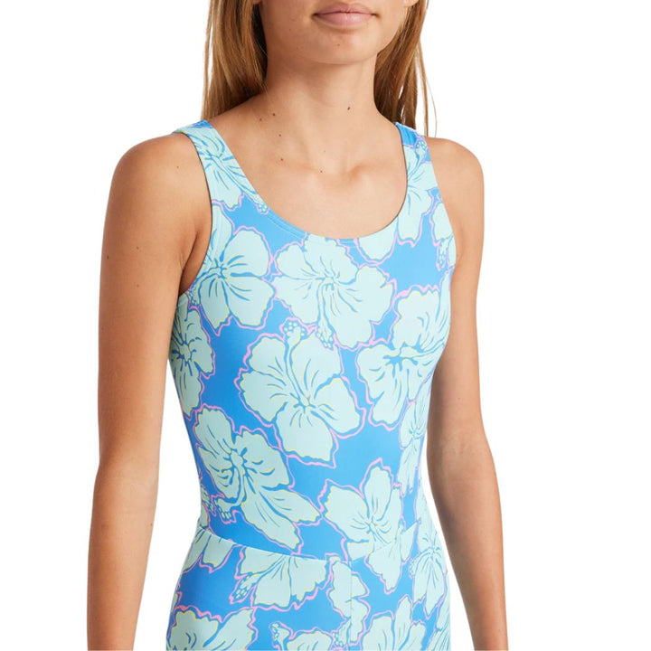 Billabong Girls Happy Hibiscus Retro Surfsuit Tidal Blue