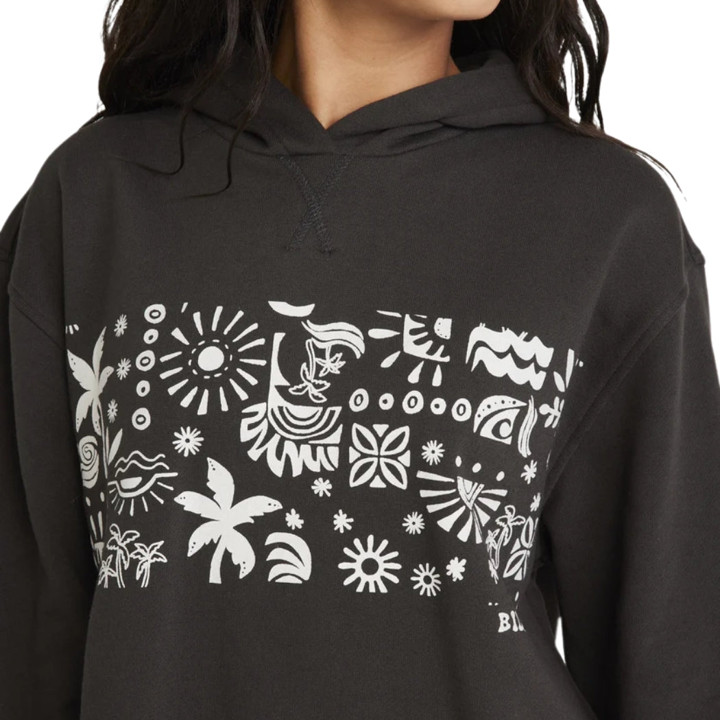 Billabong Girls Paradise Stamp Hoodie Off Black