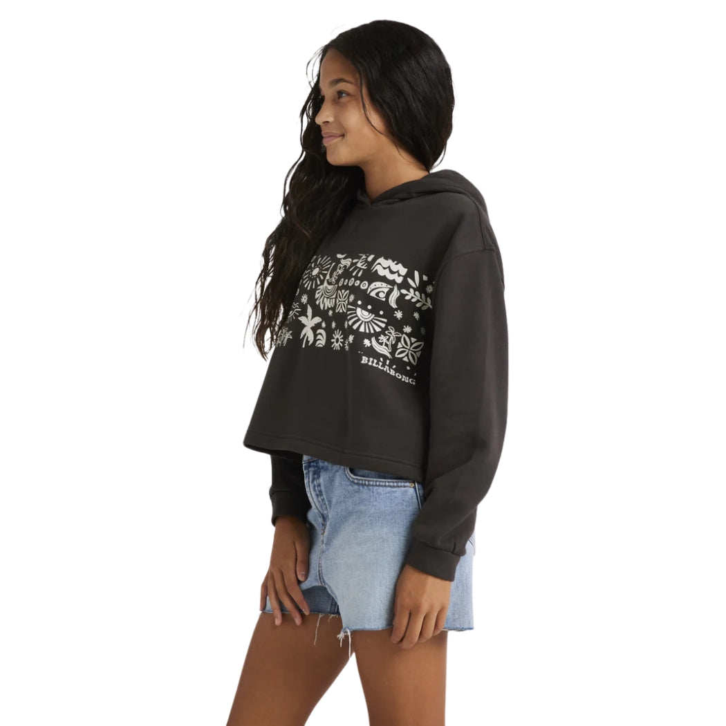 Billabong Girls Paradise Stamp Hoodie Off Black