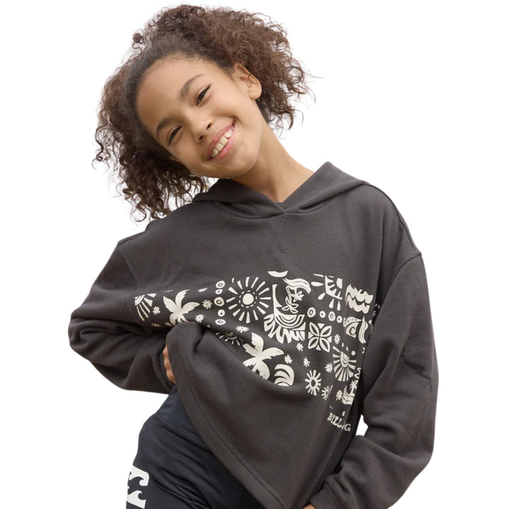 Billabong Girls Paradise Stamp Hoodie Off Black