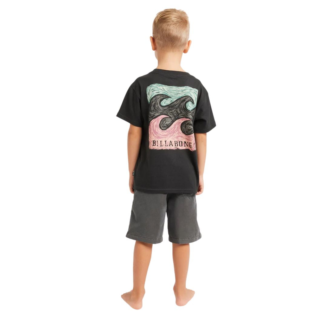 Billabong Groms Crayon Wave Tee Washed Black